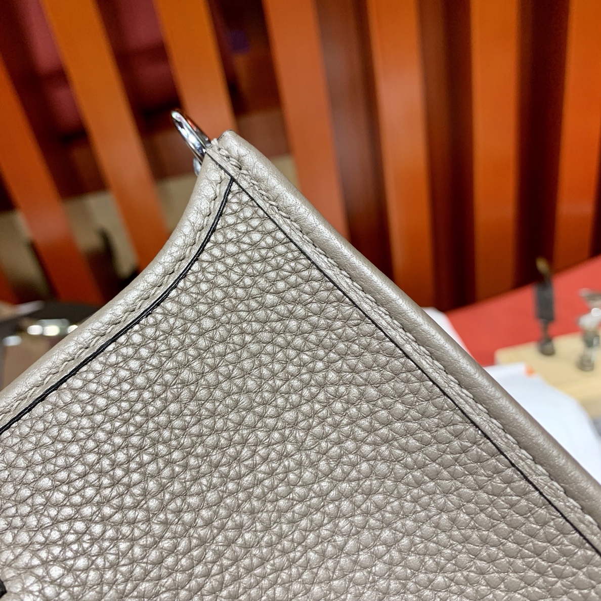 现货 Hermes Mini Evelyne17cm 爱马仕锡器灰原厂TC牛皮迷你伊芙琳包 银扣