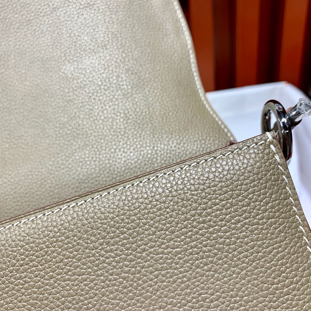 爱马仕猪鼻子包价格 Hermes Roulis24CM 大象灰Evercolor皮 银扣