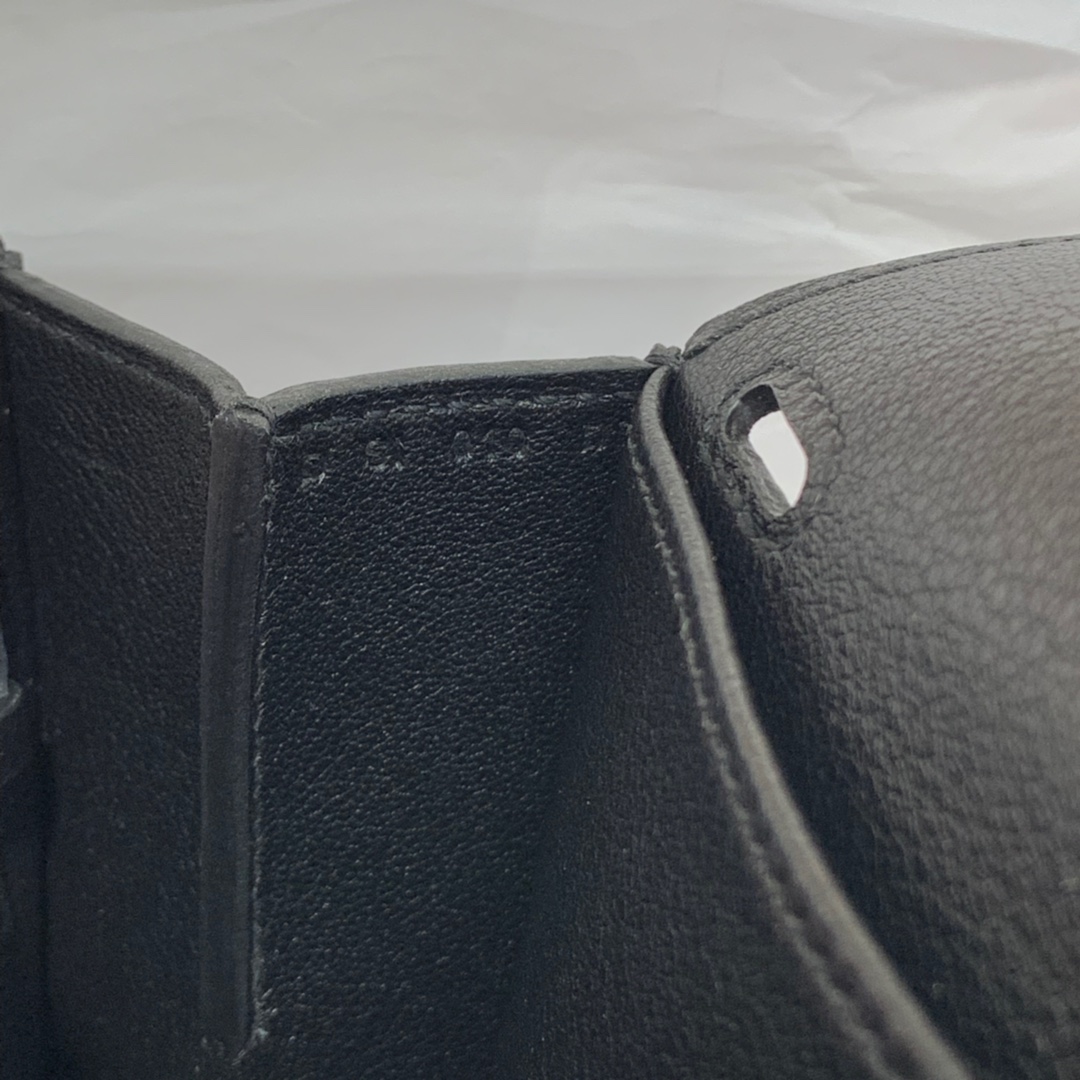 Hermes mini Halzan22CM 爱马仕黑色进口Swift牛皮手提斜挎包包 银扣