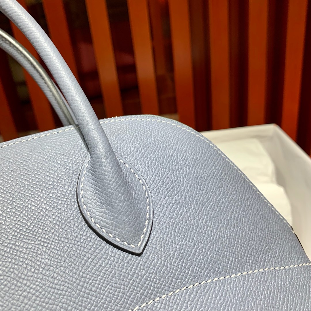 爱马仕保龄球包价格 Hermes Bolide31CM 亚麻蓝Epsom皮 银扣