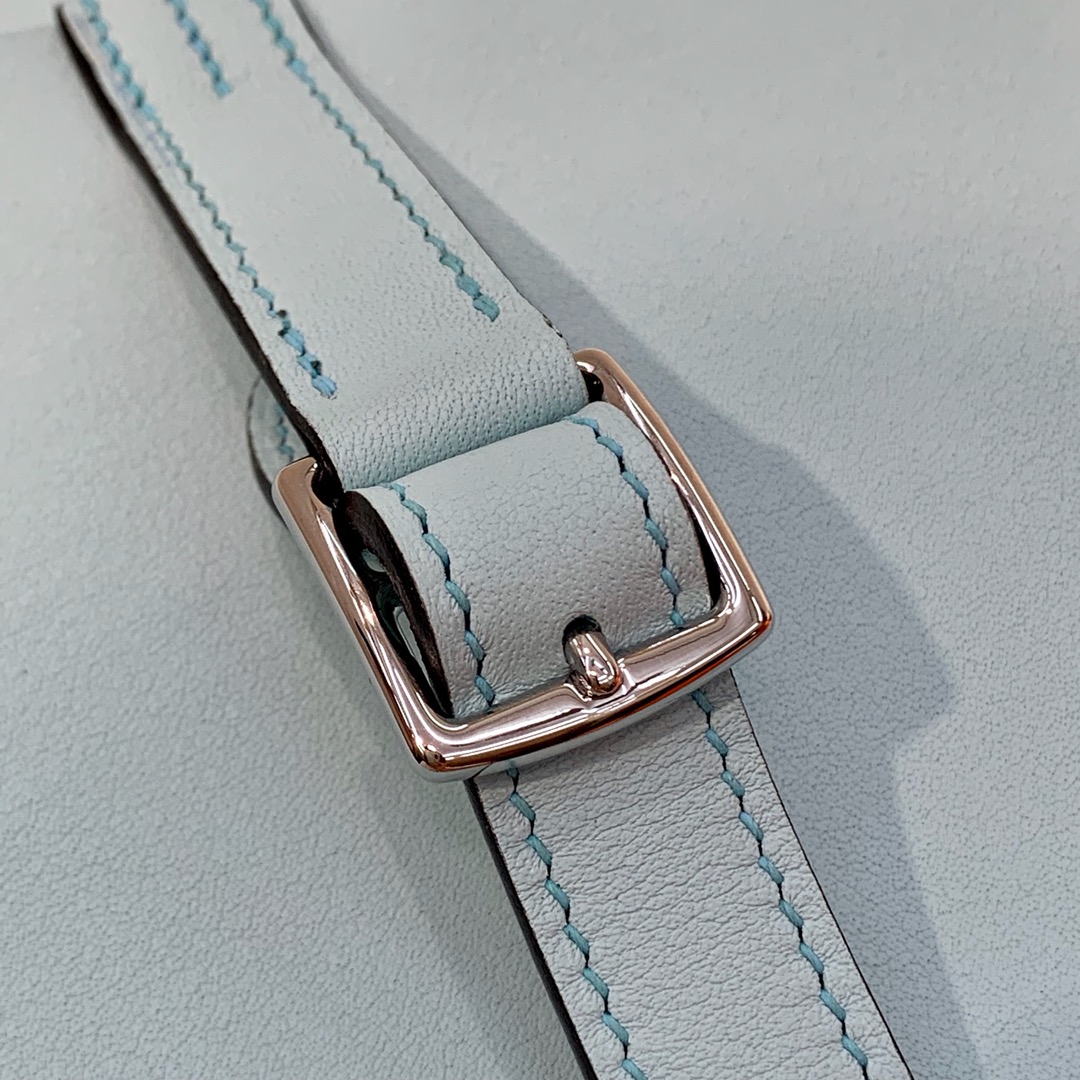 现货 Hermes mini Halzan22CM 爱马仕微风蓝Swift牛皮手提斜挎包