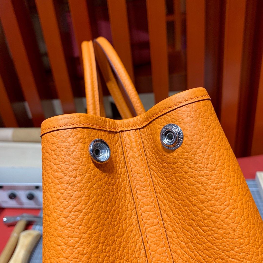 Hermes Garden Party30CM 爱马仕Negonda皮花园包 93橙色 银扣