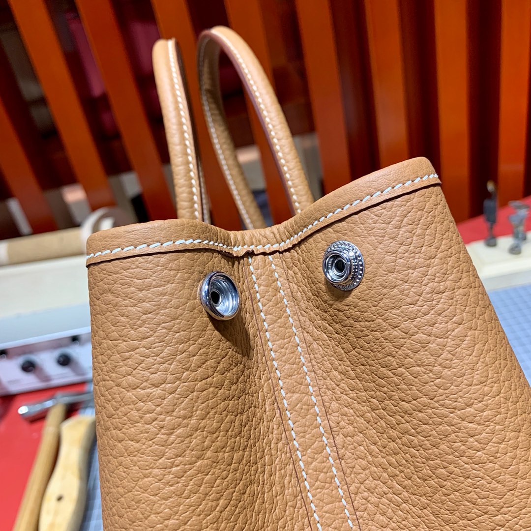 爱马仕花园包价格 Hermes Garden Party30cm CK37土黄色Negonda皮 银扣