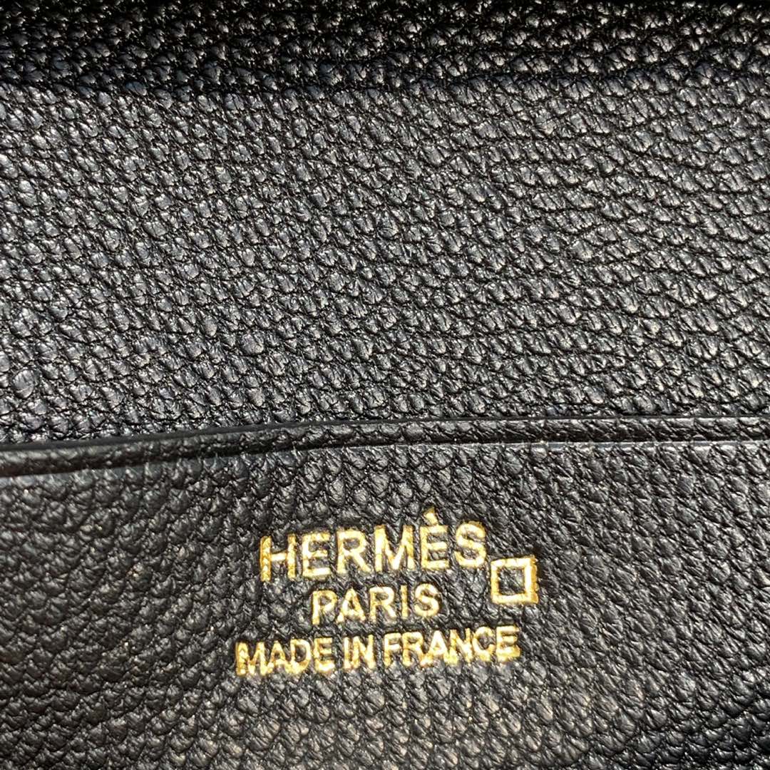 现货 Hermes Bearn Wallet 爱马仕黑色亮面鳄鱼皮短款钱包卡包
