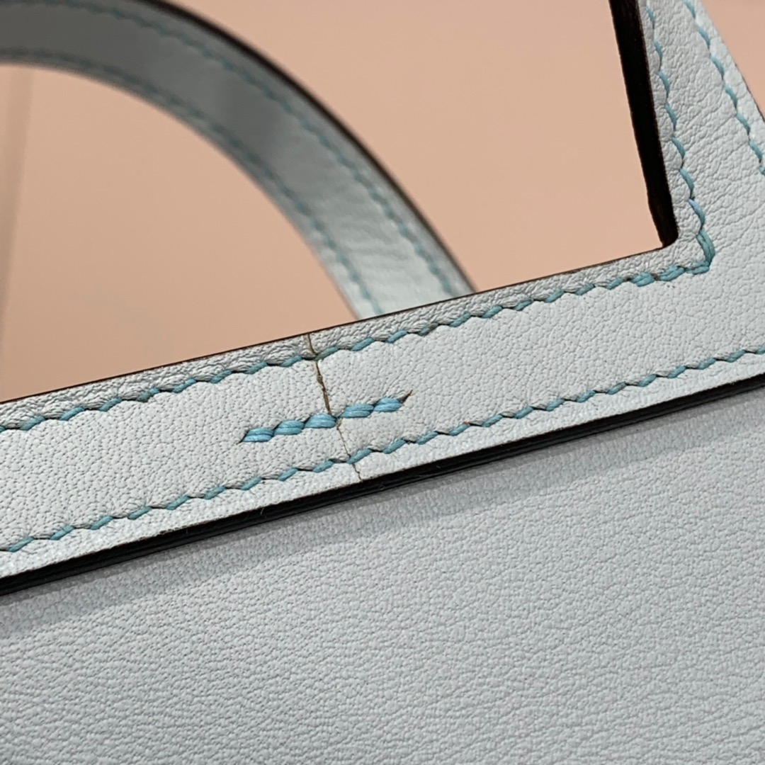 现货 Hermes mini Halzan22CM 爱马仕微风蓝Swift牛皮手提斜挎包