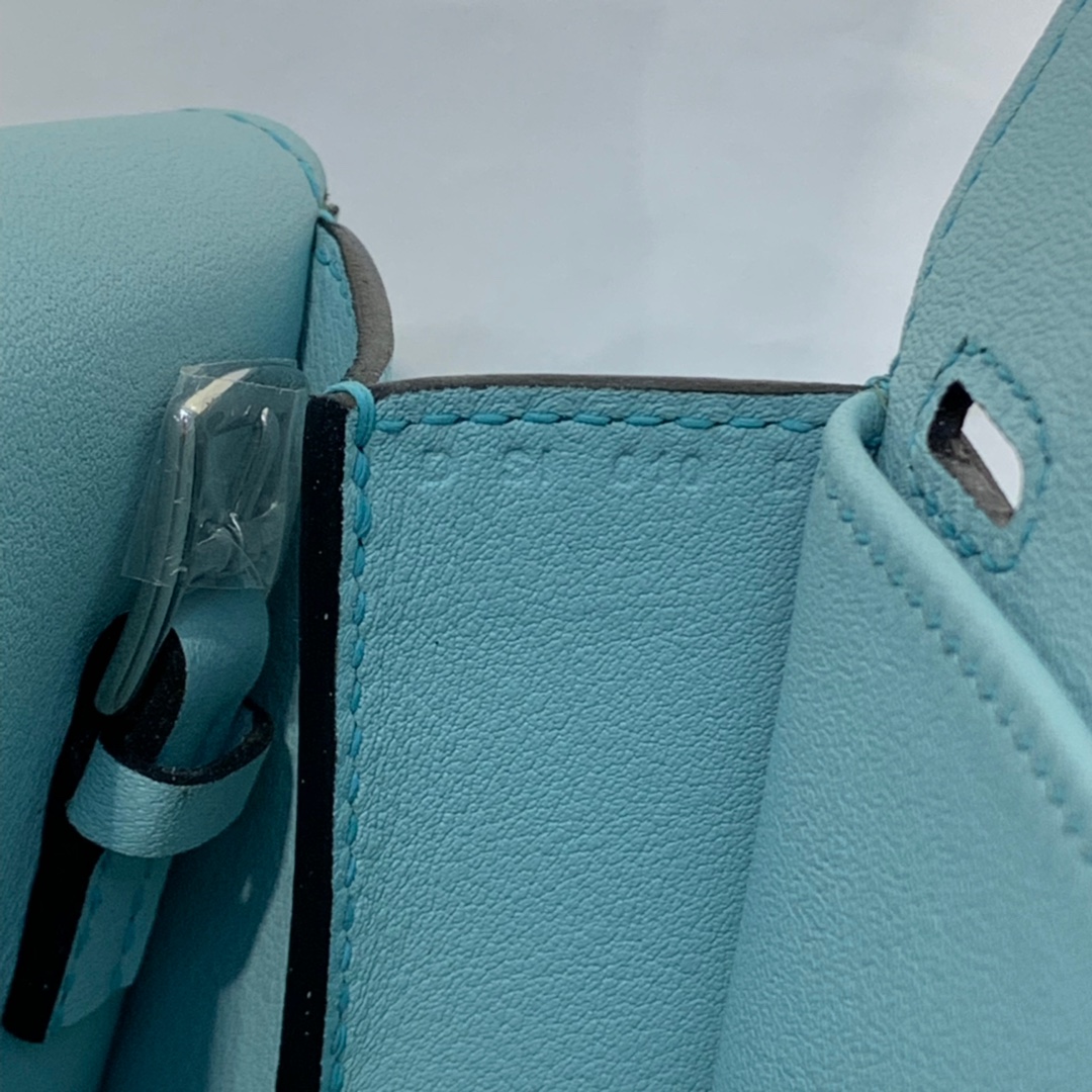 现货 Hermes mini Halzan22CM 爱马仕微风蓝Swift牛皮手提斜挎包