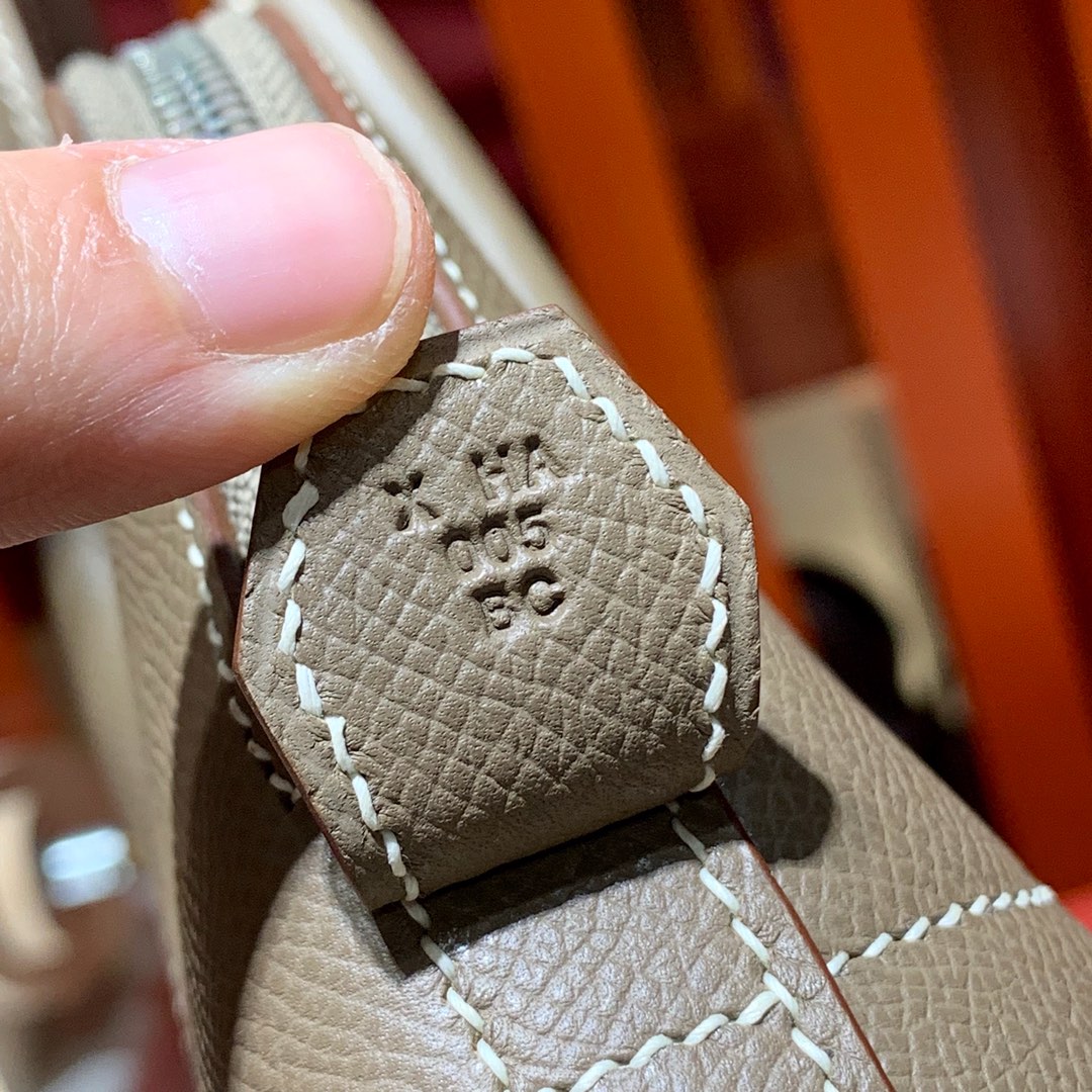 现货 爱马仕保龄球包 Hermes大象灰Epsom牛皮Bolide31CM 银扣