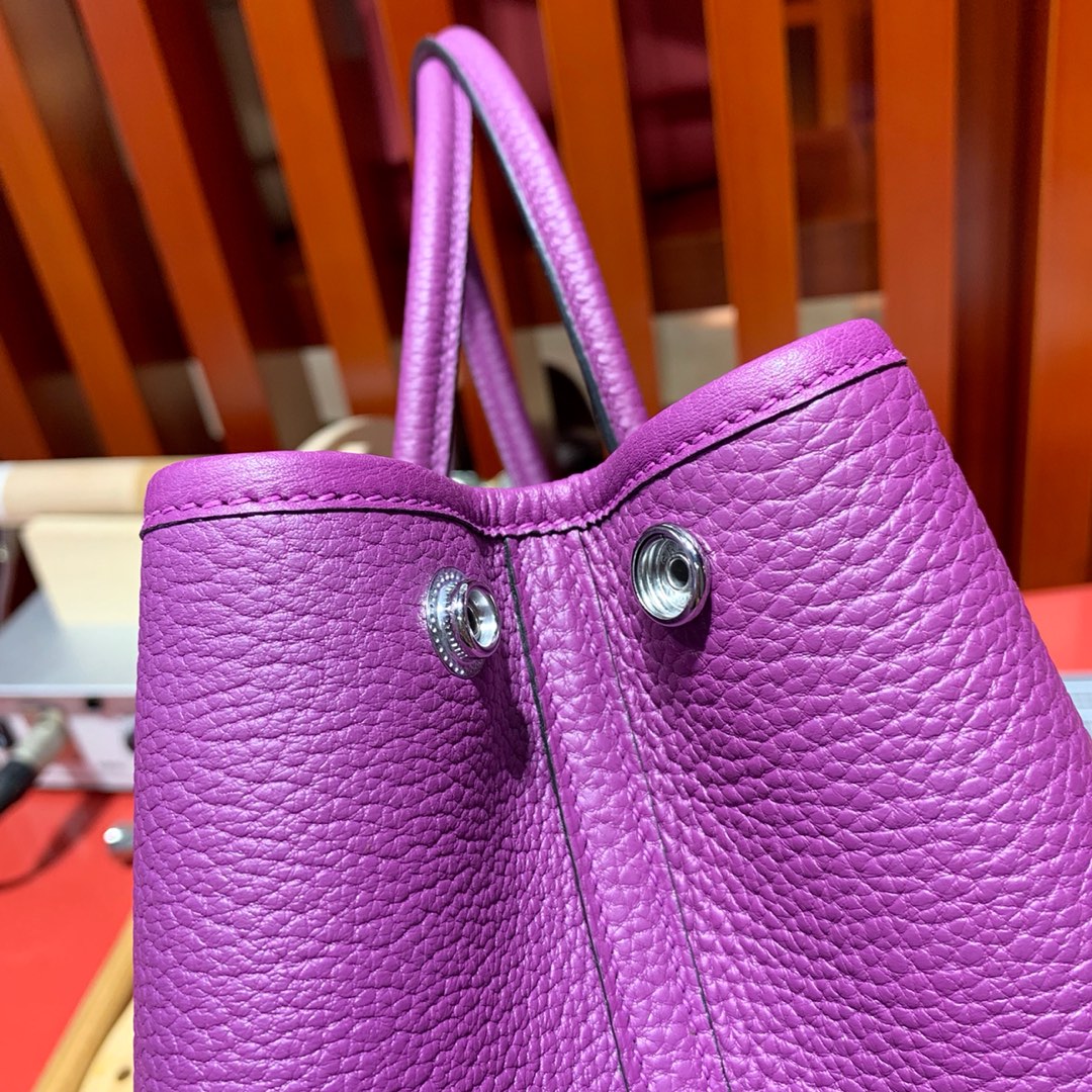 Hermes Garden Party30cm 爱马仕P9海葵紫Negonda皮花园包女款手提包