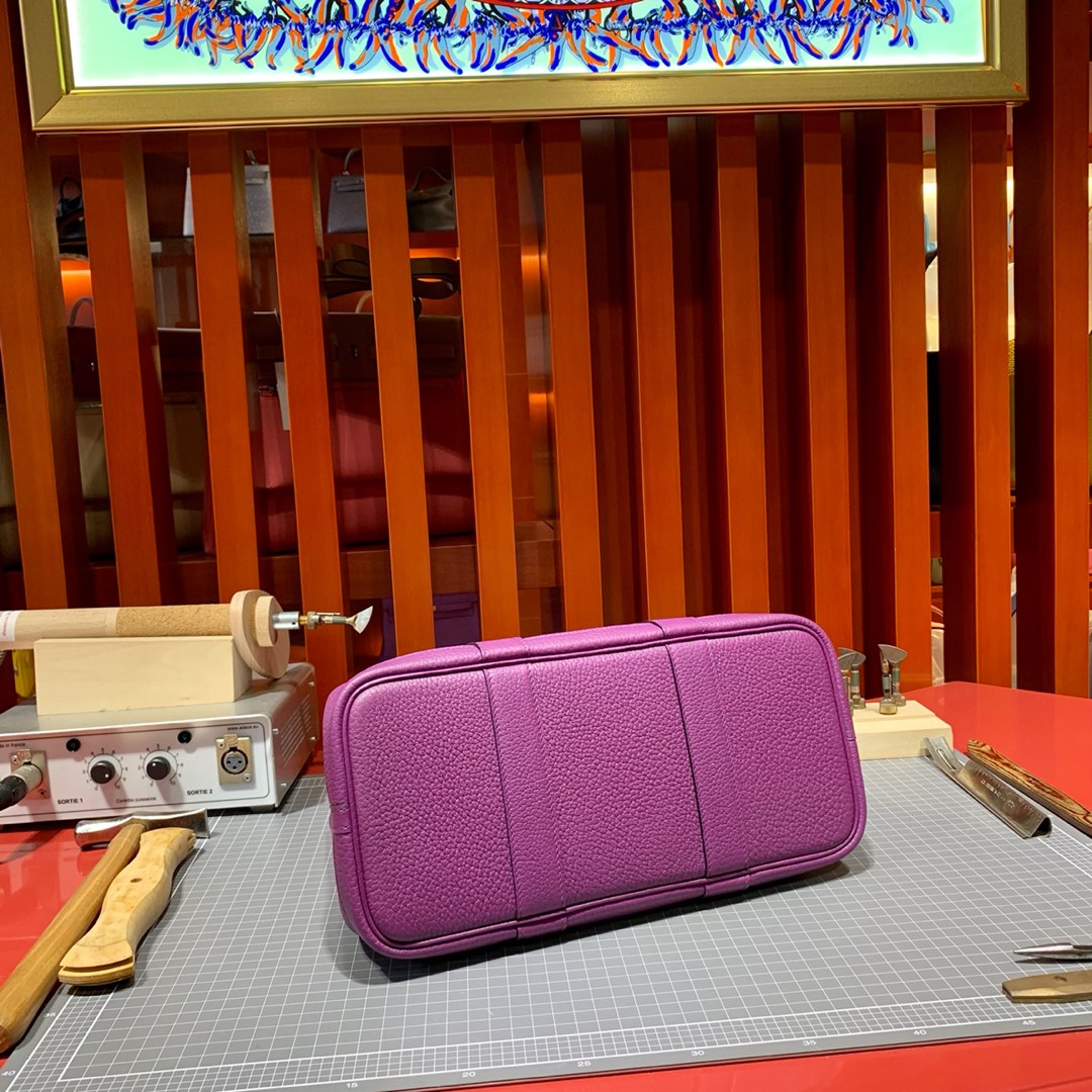 Hermes Garden Party30cm 爱马仕P9海葵紫Negonda皮花园包女款手提包