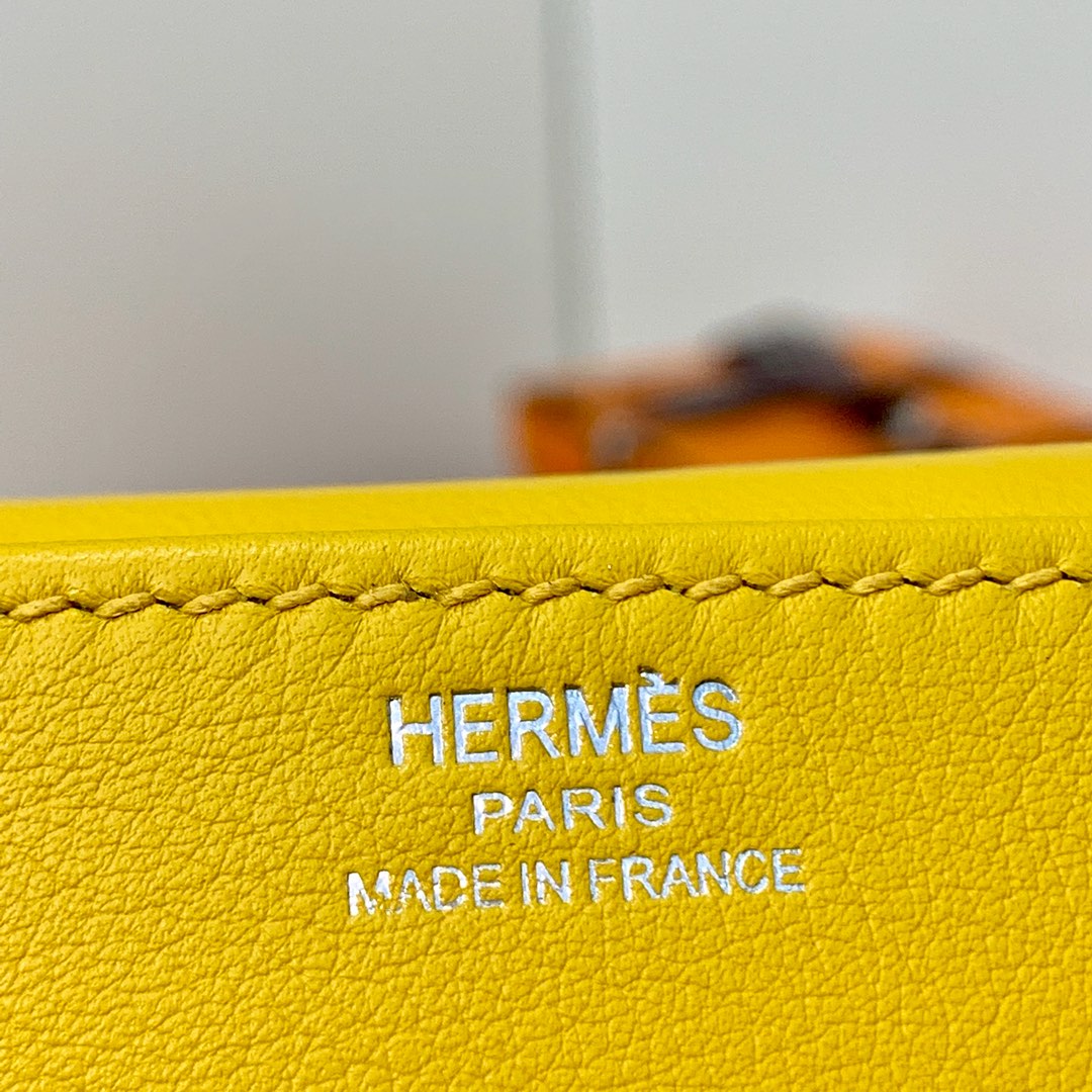 爱马仕新款女包 Hermes琥珀黄进口Swift牛皮mini Halzan22CM手提包