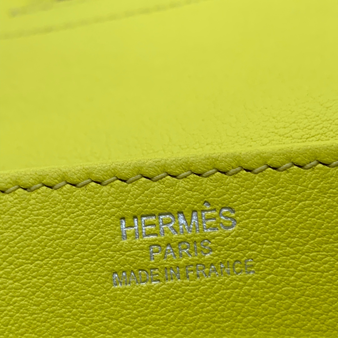Hermes女包批发 爱马仕柠檬黄进口Swift牛皮mini Halzan手提包22cm