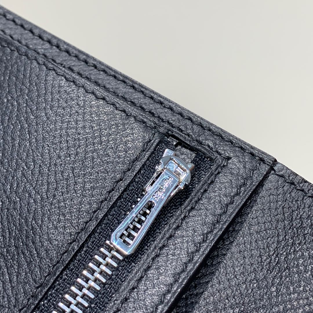 爱马仕钱包价格 Hermes89黑色epsom皮Bearn短款钱夹卡包 银扣