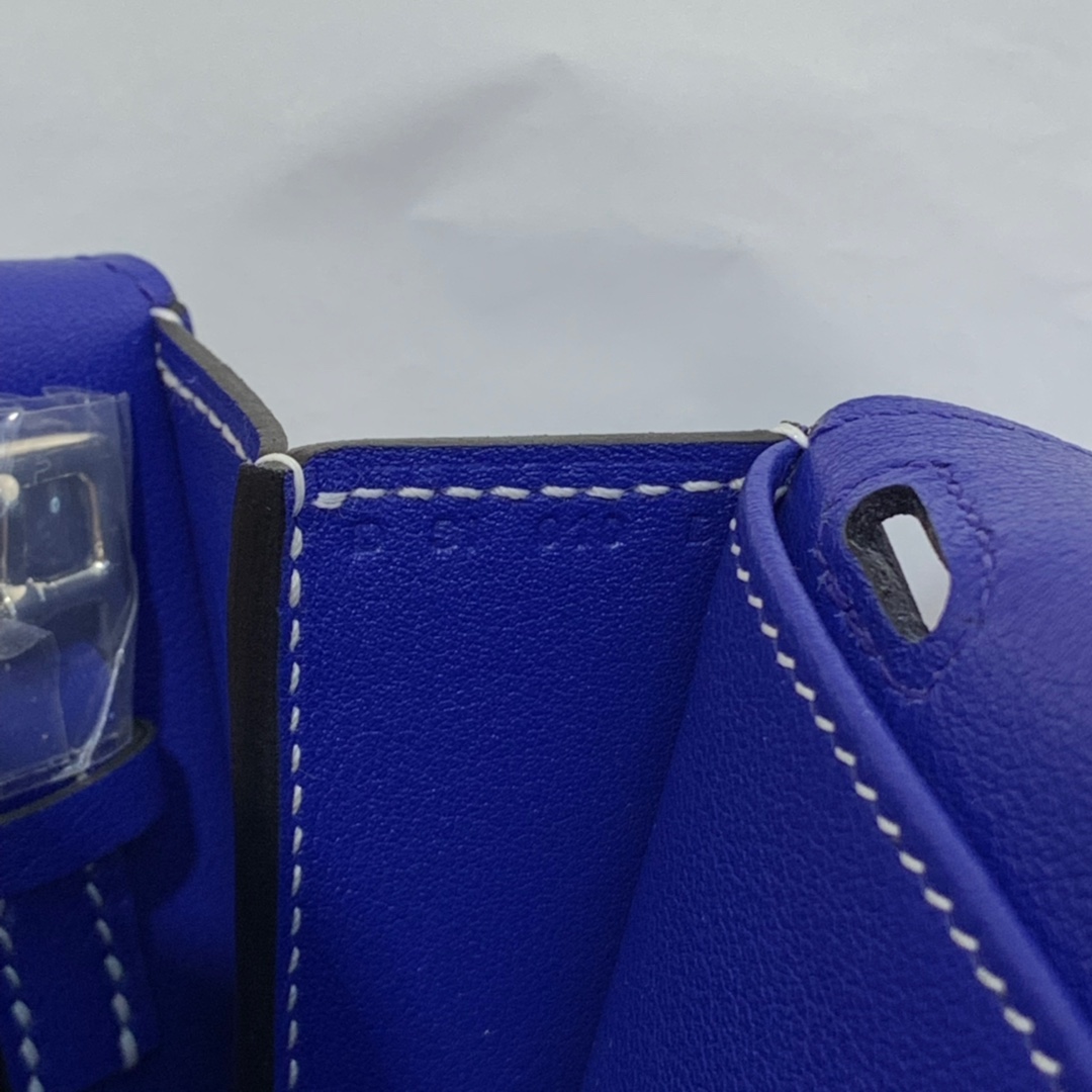 爱马仕新款包包 Hermes电光蓝进口Swift牛皮mini Halzan手提包 银扣