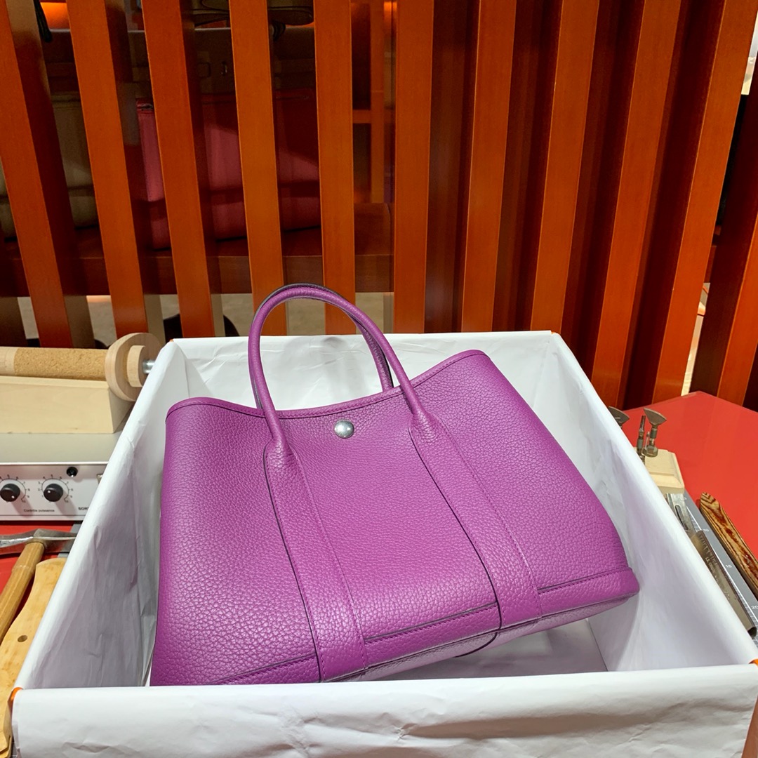 Hermes Garden Party30cm 爱马仕P9海葵紫Negonda皮花园包女款手提包