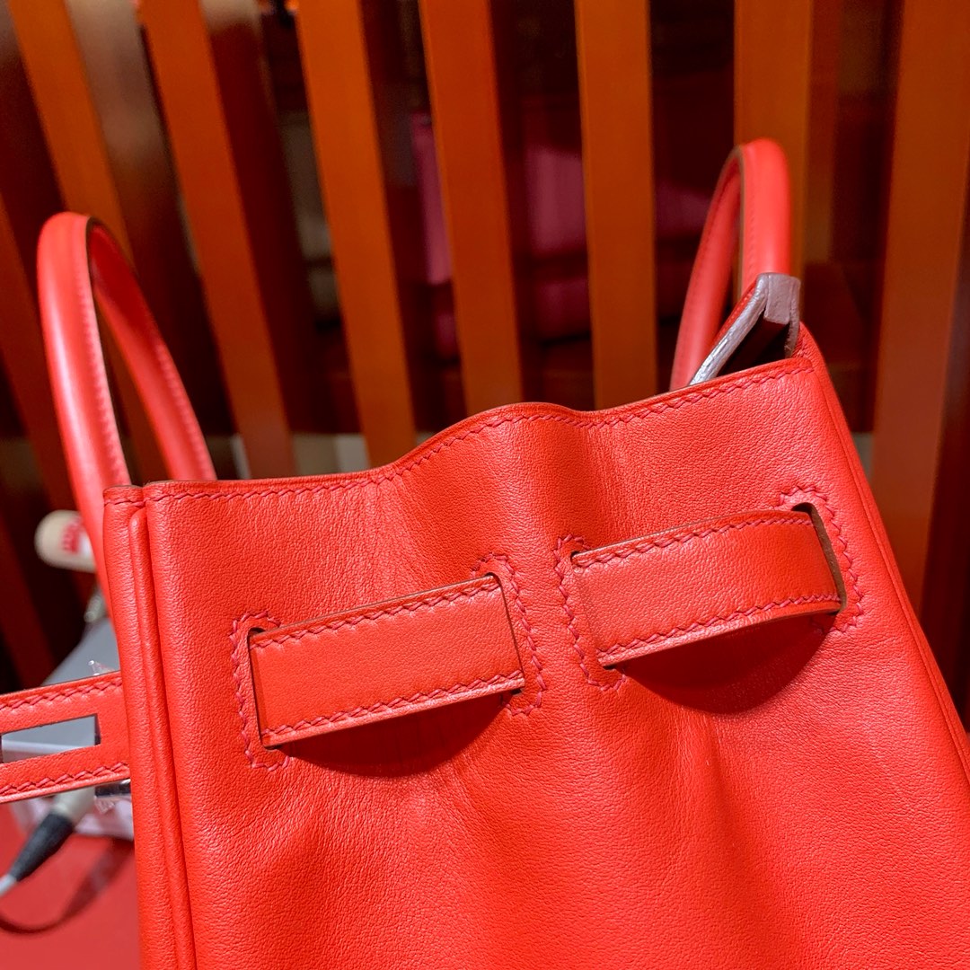 Hermes Birkin30CM 爱马仕S3心红色Swift牛皮苏格兰铂金包 银扣