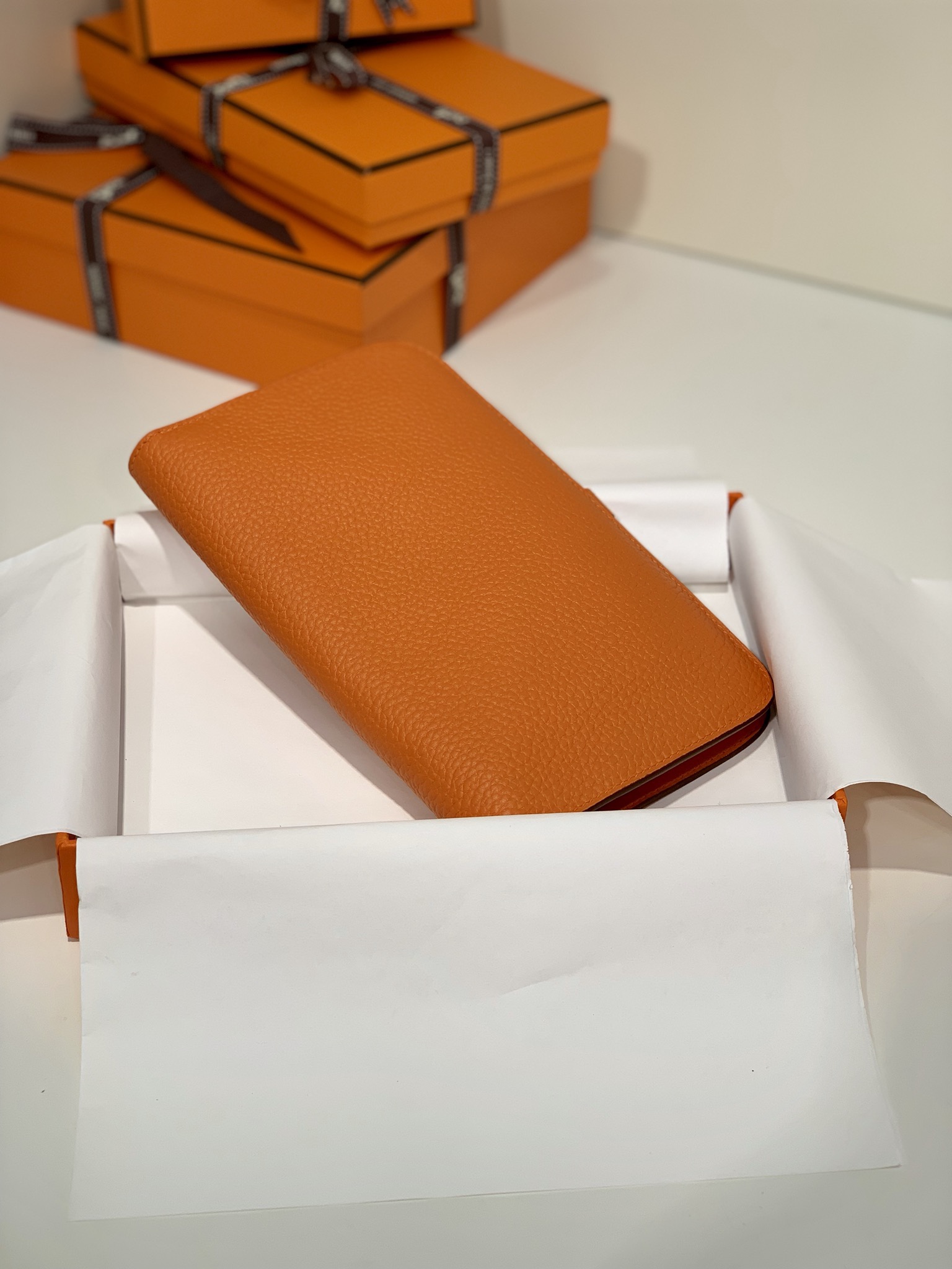 Hermes Dogon护照本 爱马仕橙色Togo牛皮Dogon钱包手包 金扣