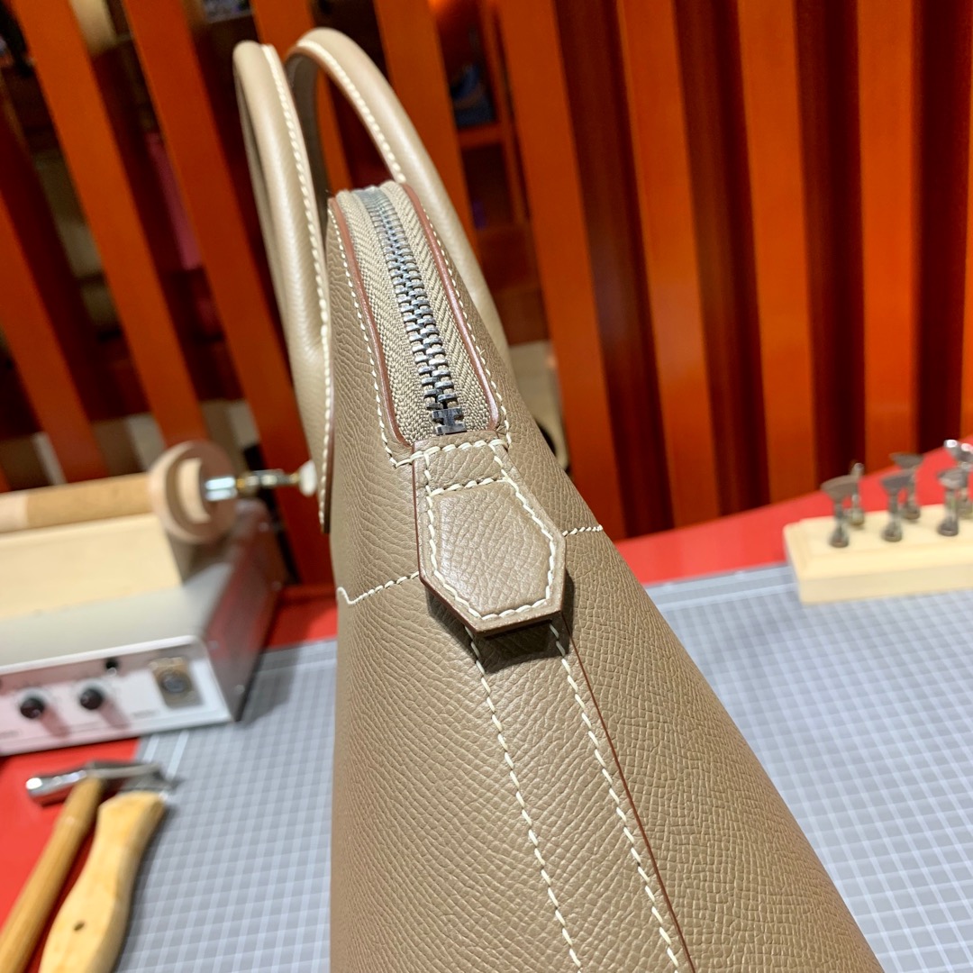 现货 爱马仕保龄球包 Hermes大象灰Epsom牛皮Bolide31CM 银扣