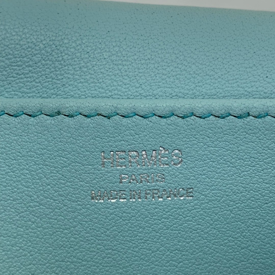 现货 Hermes mini Halzan22CM 爱马仕微风蓝Swift牛皮手提斜挎包