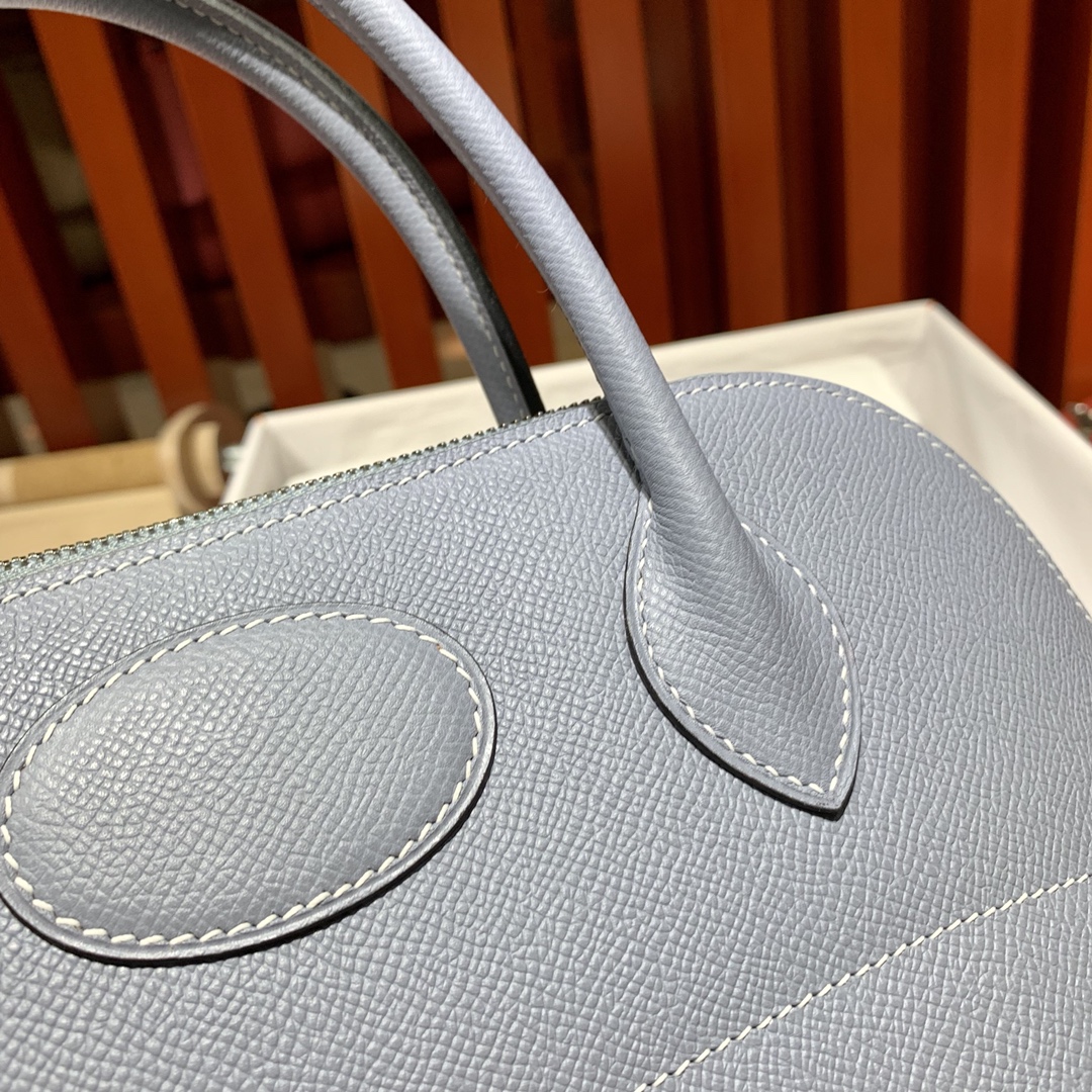 爱马仕保龄球包价格 Hermes Bolide31CM 亚麻蓝Epsom皮 银扣