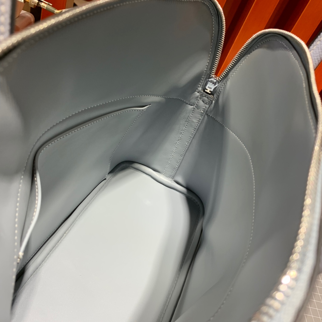爱马仕保龄球包价格 Hermes Bolide31CM 亚麻蓝Epsom皮 银扣