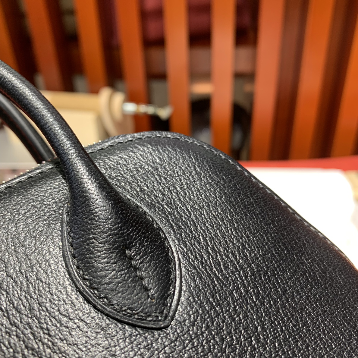 Hermes Mini Bolide18CM 爱马仕黑色进口山羊皮迷你保龄球包 银扣