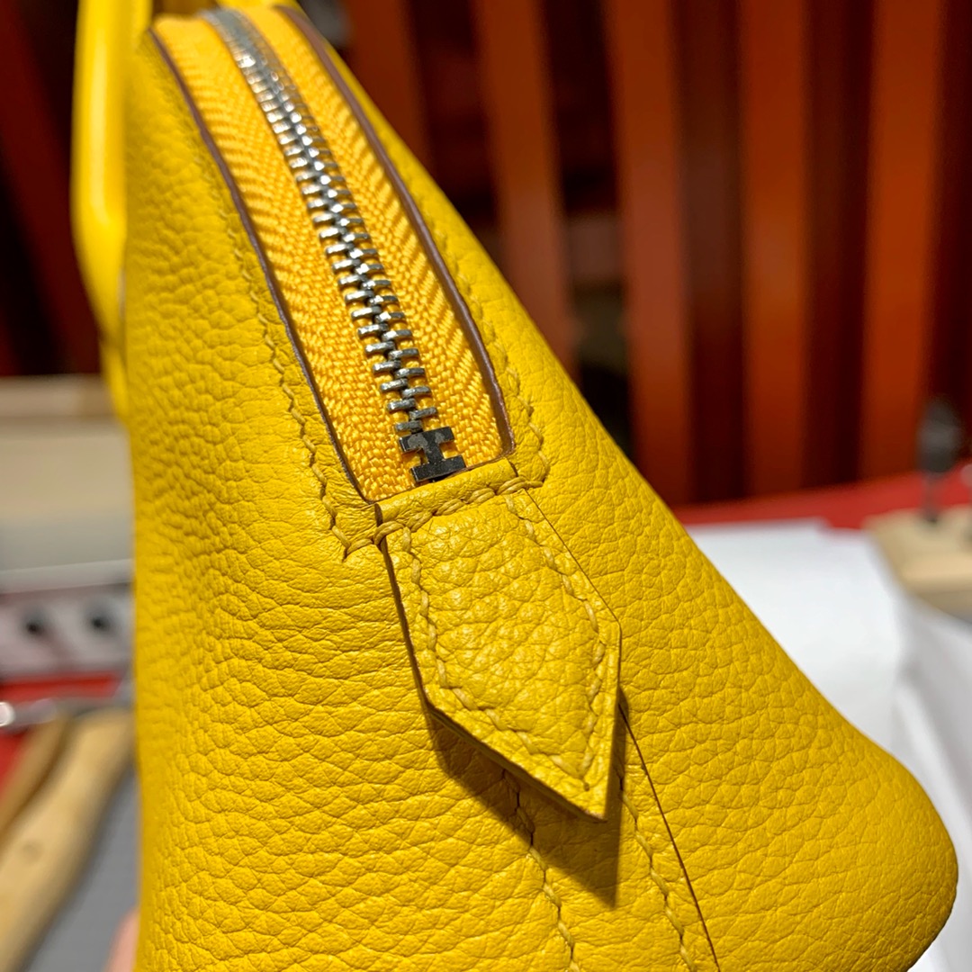 爱马仕包包批发 Hermes Mini Bolide18CM 琥珀黄迷你保龄球包 银扣