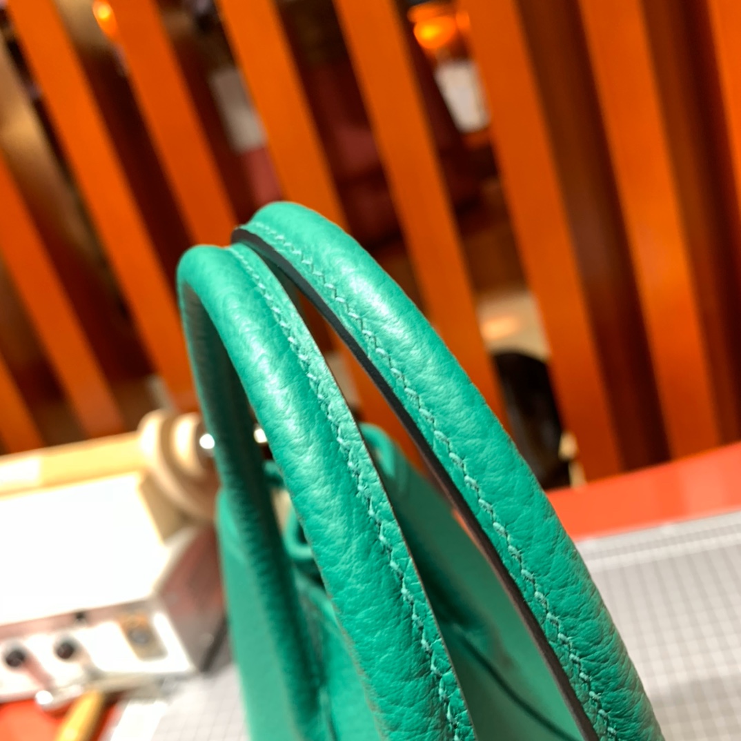 爱马仕花园包批发 Hermes Garden Party30cm 丝绒绿进口Country皮 银扣