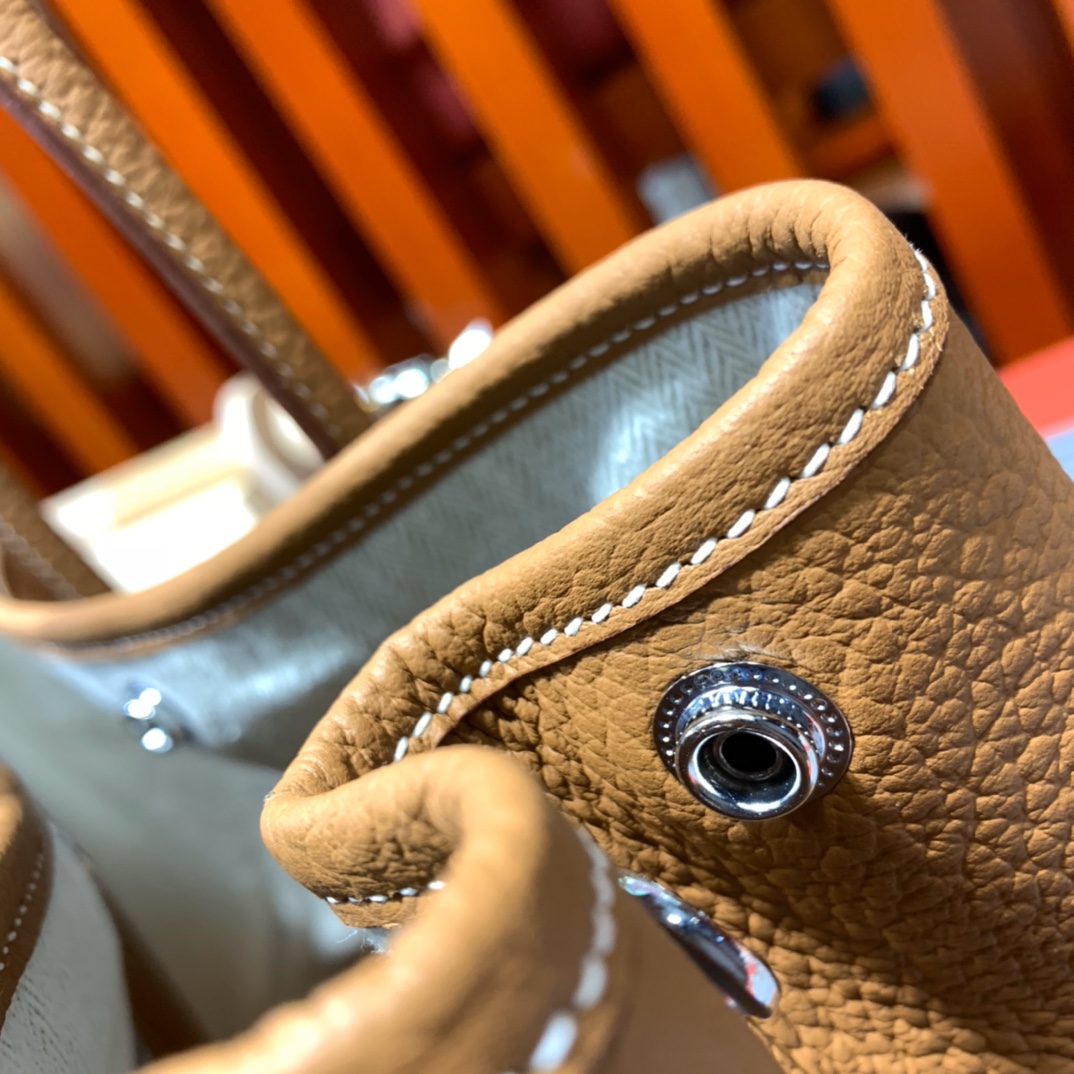 现货 Hermes Garden Party30cm 爱马仕土黄色Country皮花园包 银扣