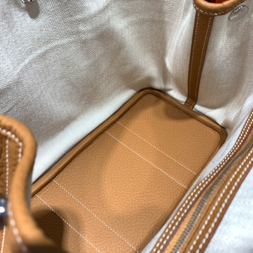现货 Hermes Garden Party30cm 爱马仕土黄色Country皮花园包 银扣