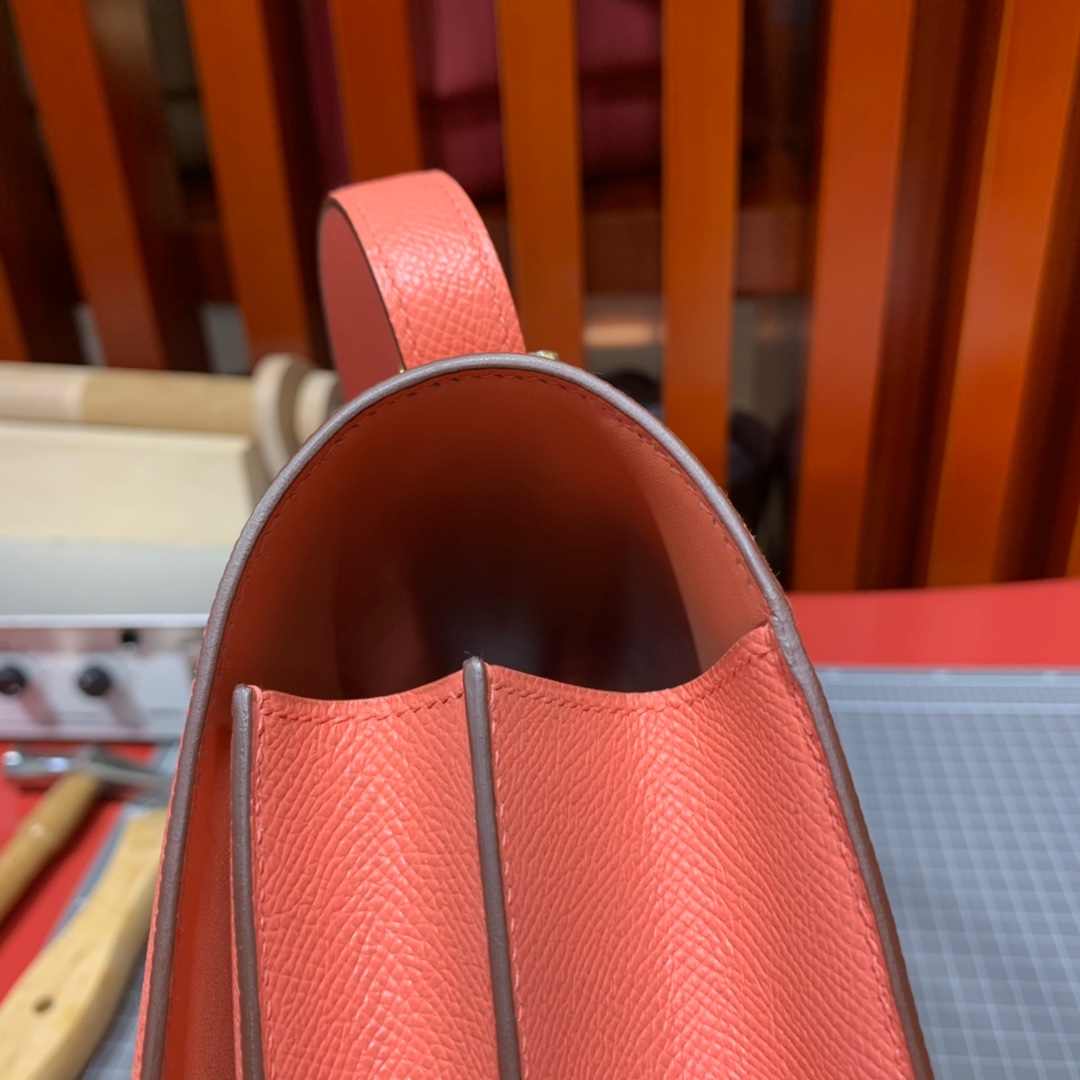 现货 Hermes Constance24CM 爱马仕龙虾粉Epsom皮康斯坦包 金扣