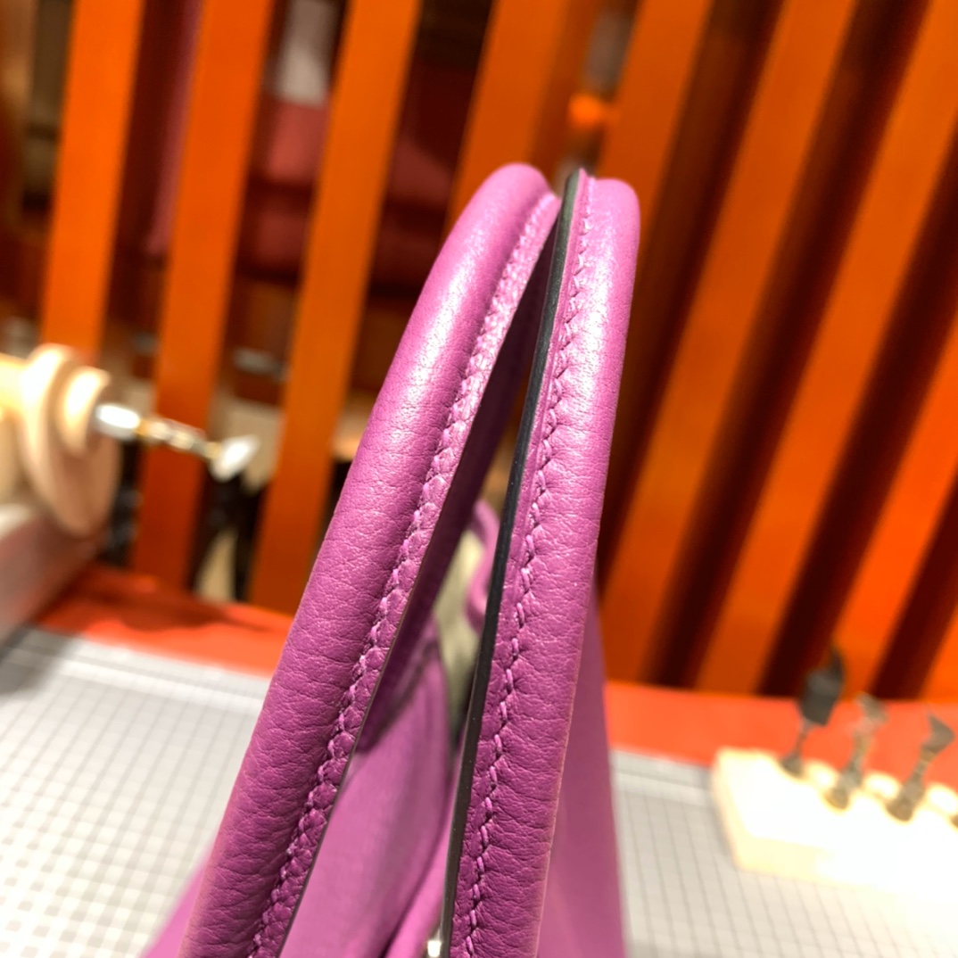 现货 Hermes Garden Party30cm 爱马仕海葵紫Negonda皮花园包 银扣