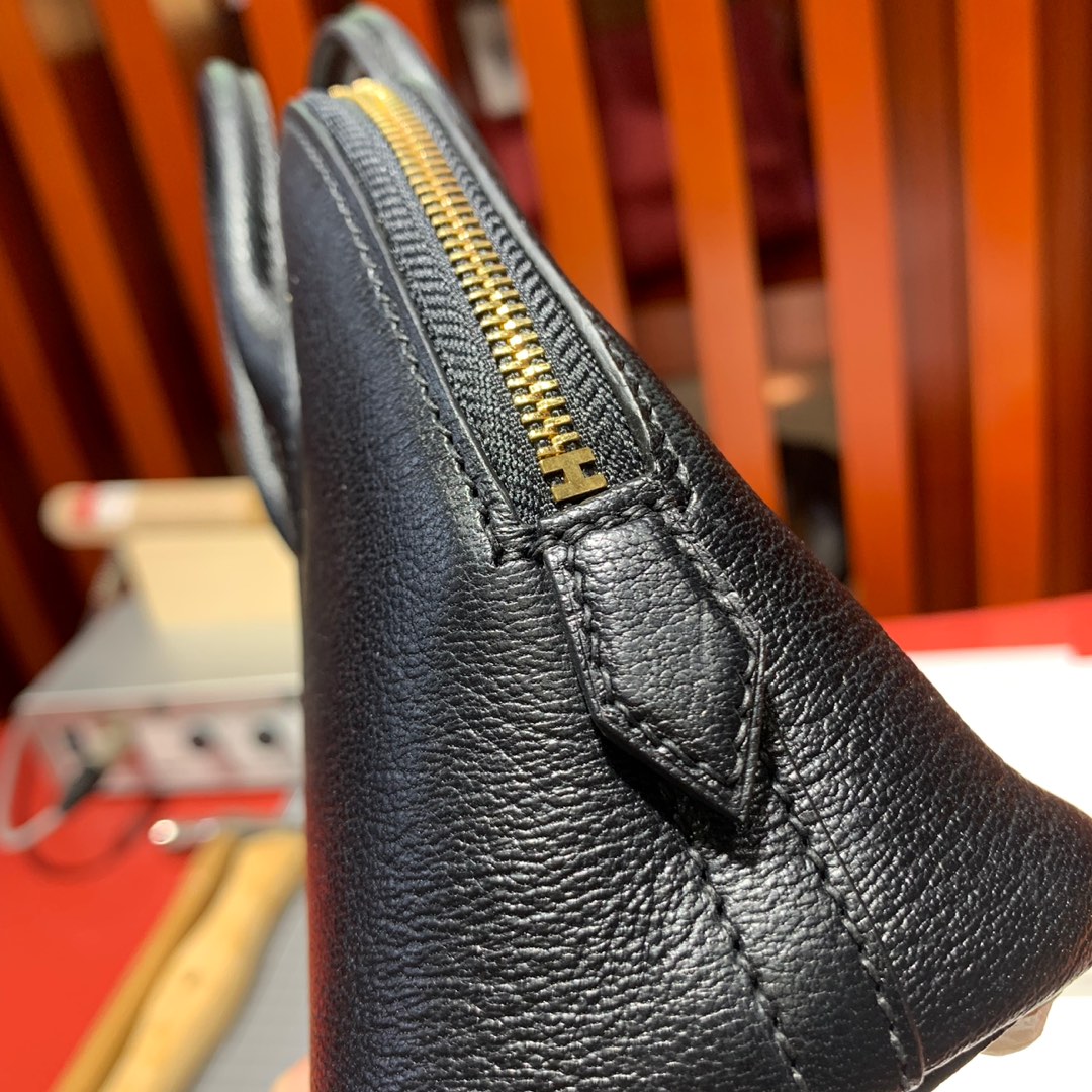 爱马仕迷你保龄球包 Hermes进口山羊皮Mini Bolide18CM 黑色 金扣