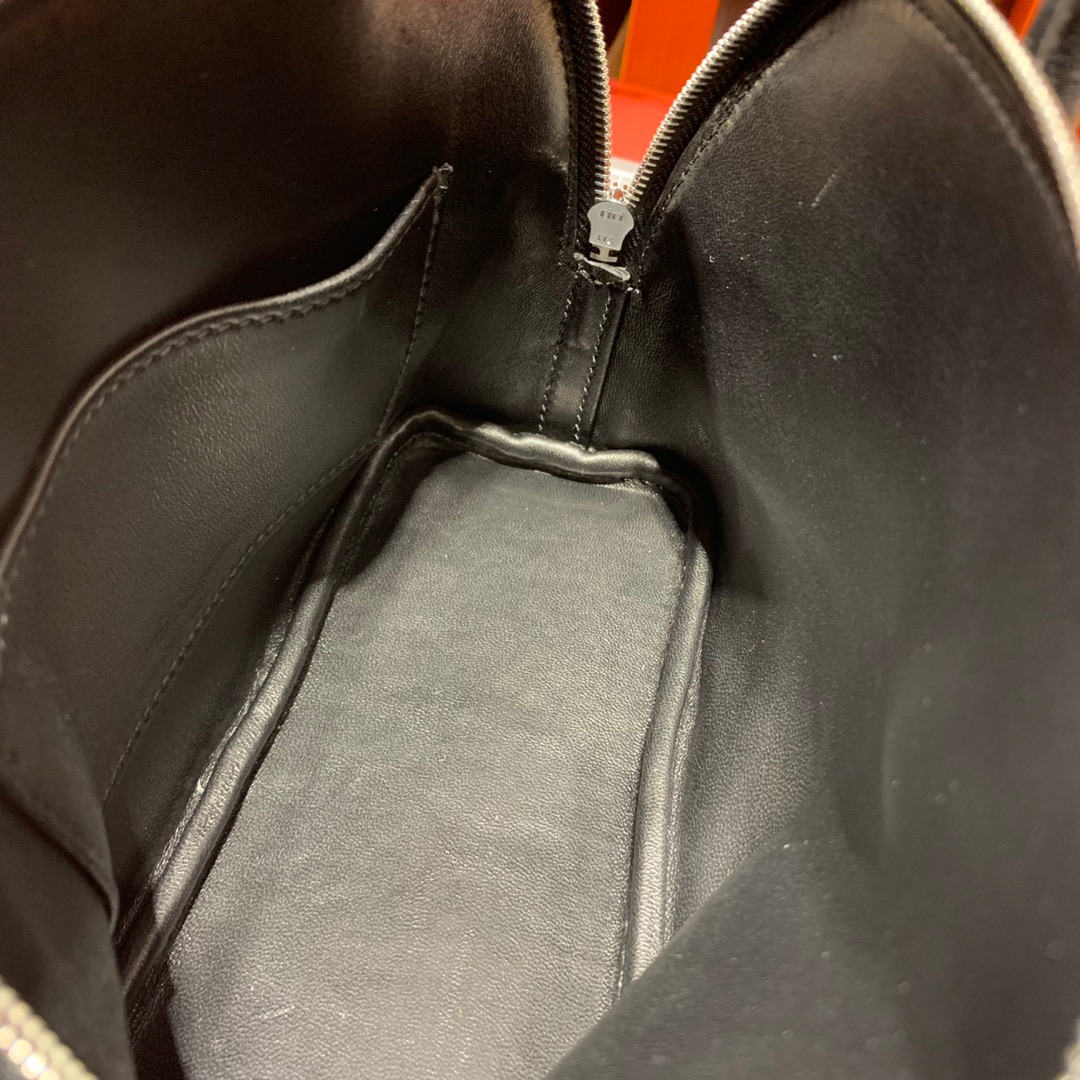 Hermes Mini Bolide18CM 爱马仕黑色进口山羊皮迷你保龄球包 银扣