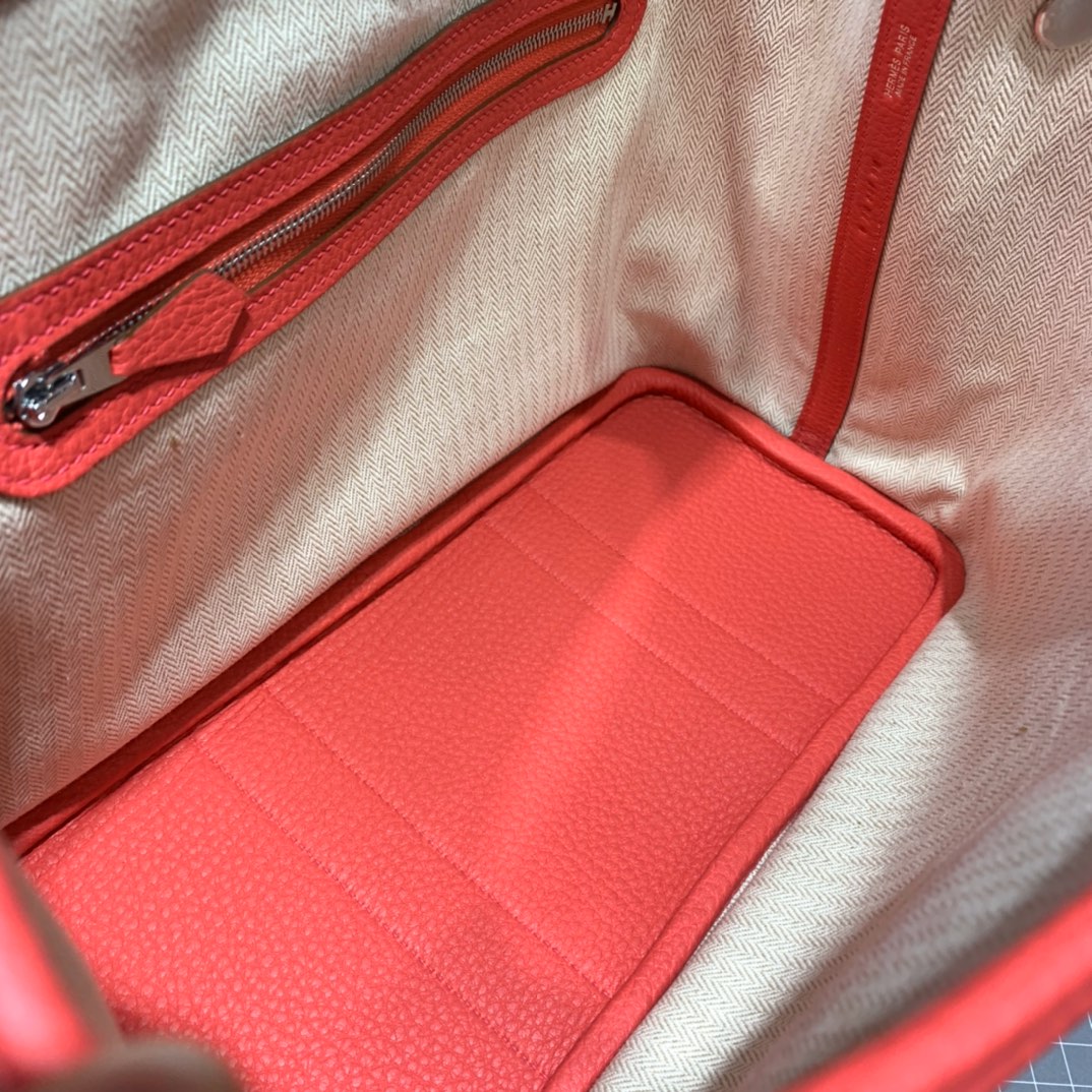 现货 爱马仕手提包 Hermes Garden Party30CM 唇膏粉Country皮花园包 银扣