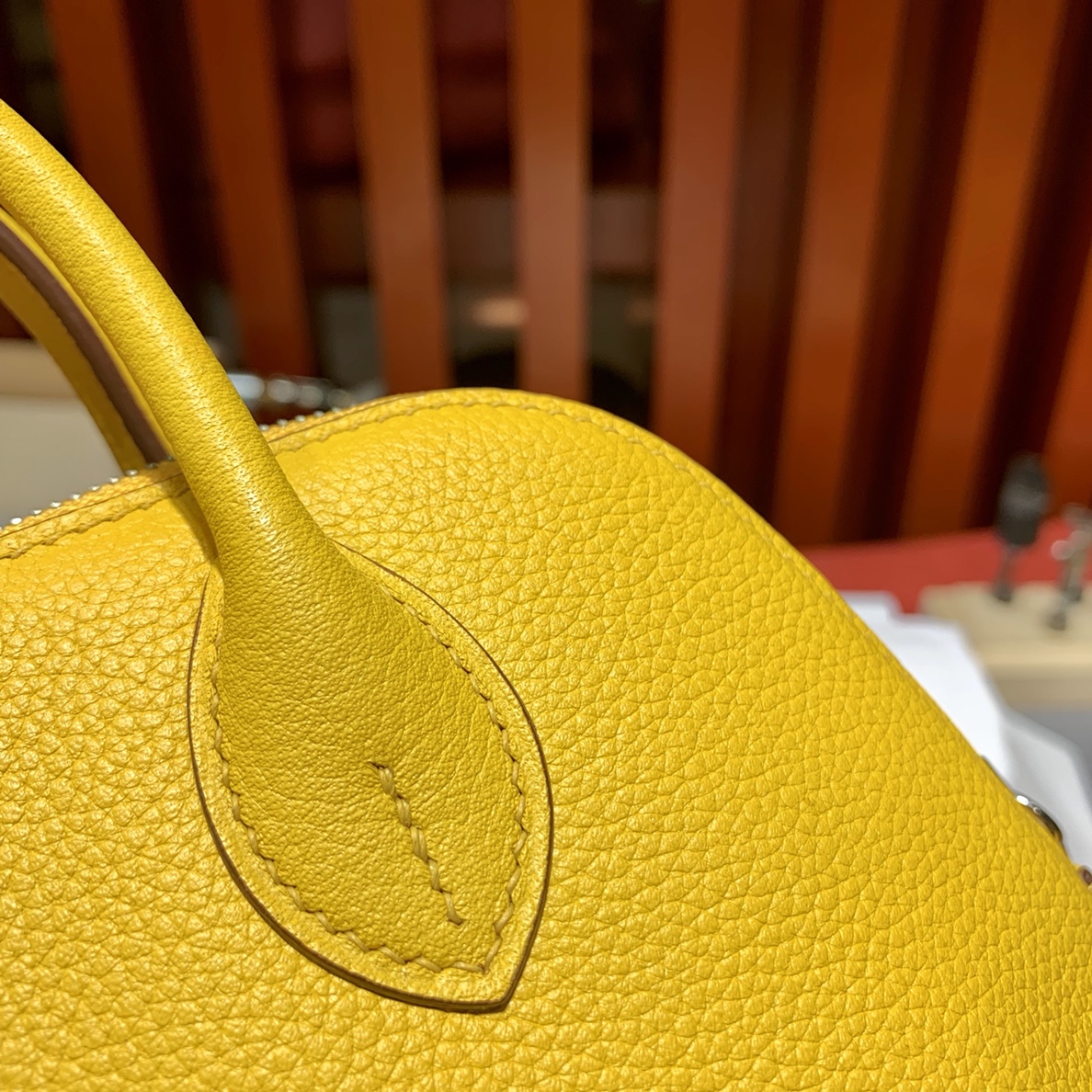 爱马仕包包批发 Hermes Mini Bolide18CM 琥珀黄迷你保龄球包 银扣