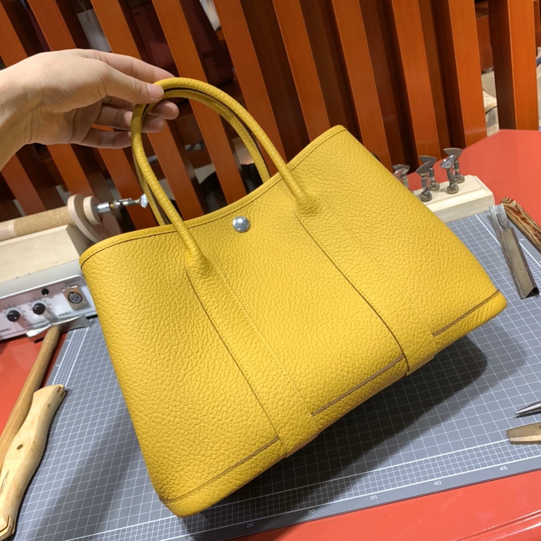 Hermes经典包包 爱马仕进口Country皮花园包Garden Party30cm 琥珀黄