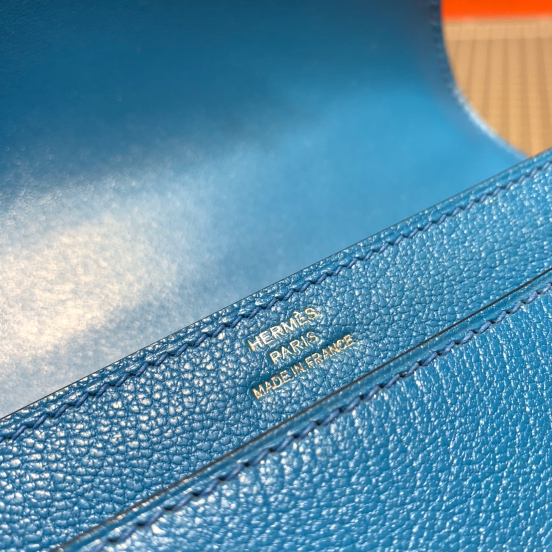 现货 Hermes Verrou17CM 爱马仕B3坦桑尼亚蓝山羊皮手枪包 银扣