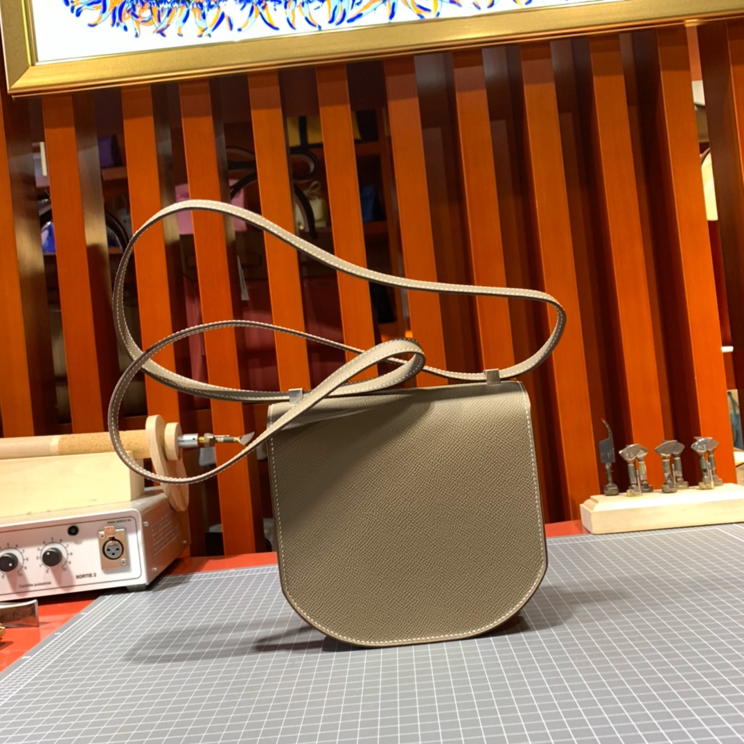 爱马仕包包批发 Hermes Mosaique17CM 大象灰Epsom皮马赛克包 银扣