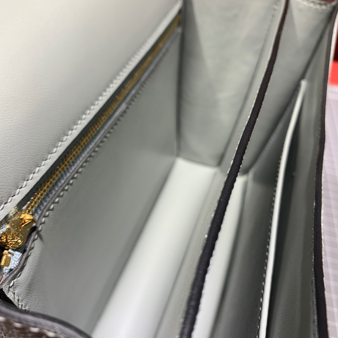 现货 Hermes Constance24CM 爱马仕Epsom皮康斯坦包 海鸥灰 金扣