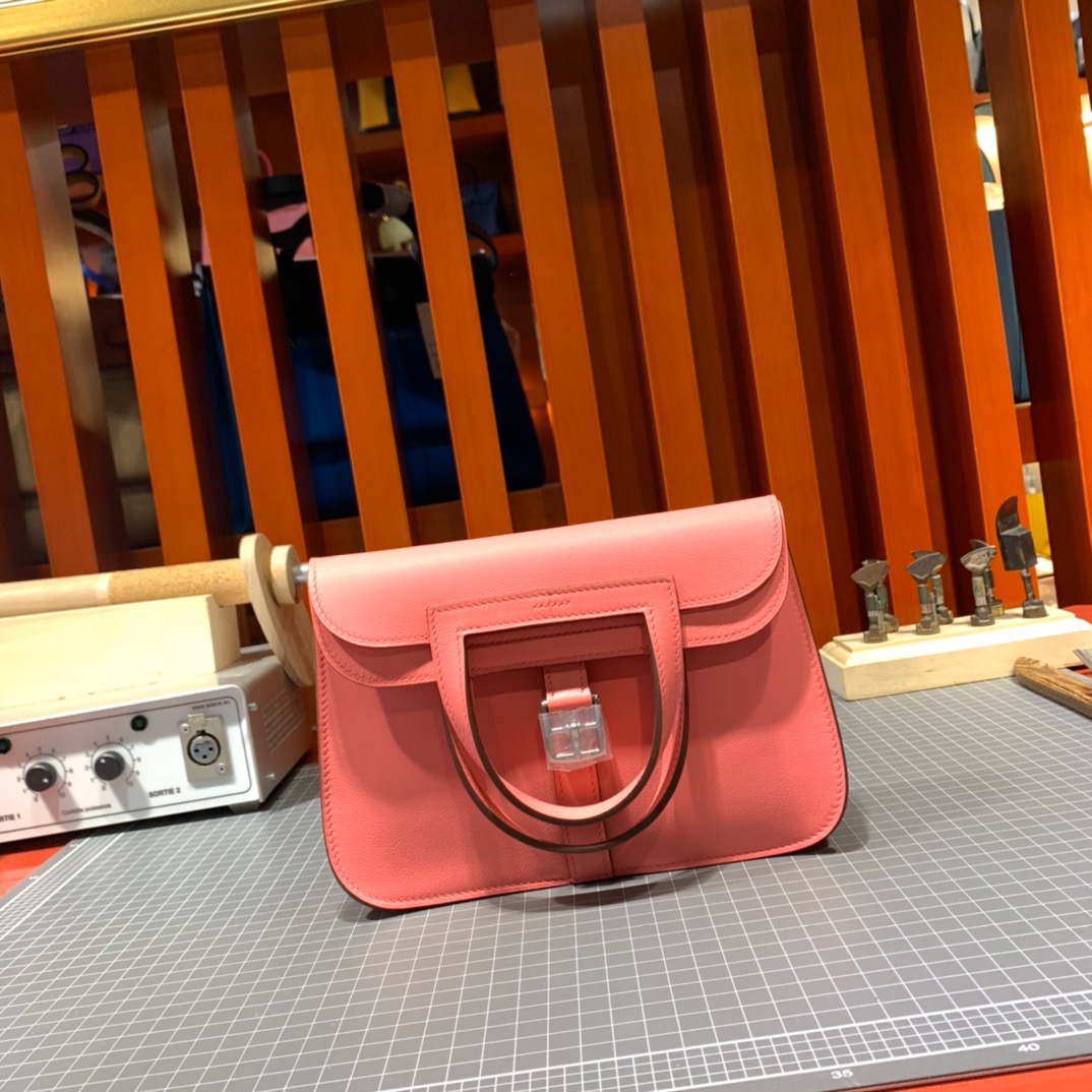 爱马仕包包官网 Hermes mini Halzan 8W唇膏粉Swift牛皮 银扣