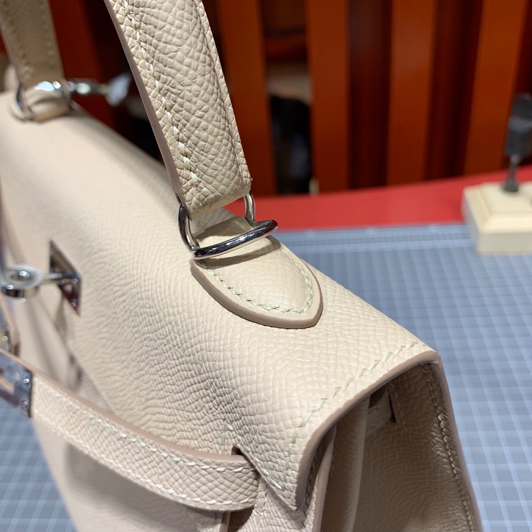 现货 Hermes Kelly25cm 爱马仕蔷薇粉Epsom牛皮凯莉包 银扣