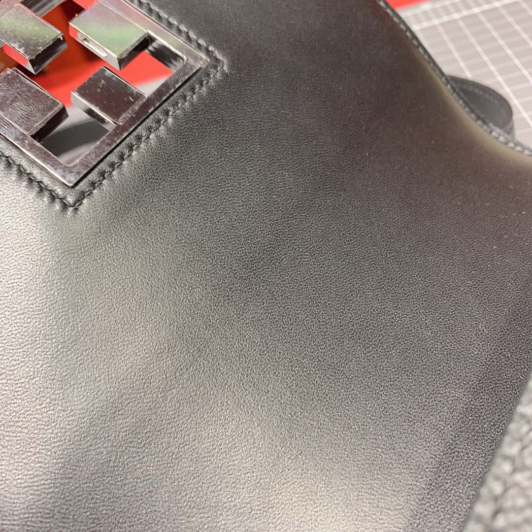 广州白云皮具城 Hermes爱马仕黑色掌纹牛皮Mosaique17马赛克包 银扣