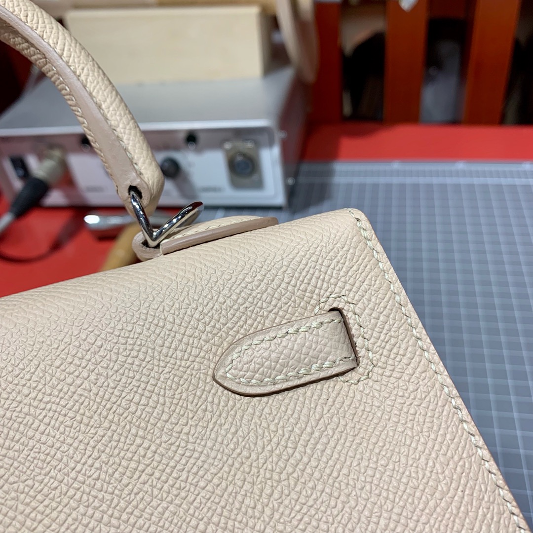 现货 Hermes Kelly25cm 爱马仕蔷薇粉Epsom牛皮凯莉包 银扣