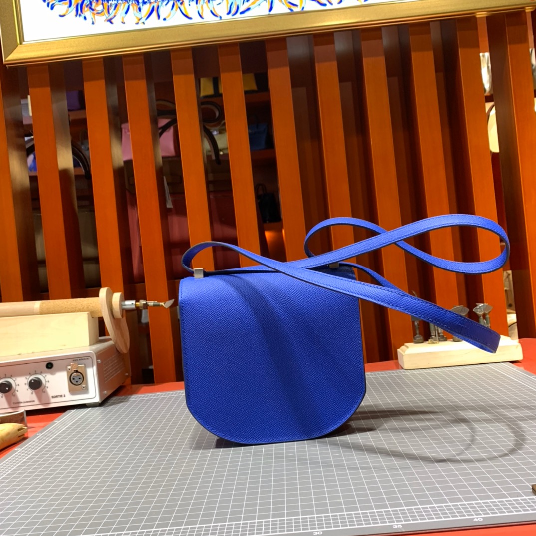 爱马仕女包价格 Hermes Mosaique17CM I7琉璃蓝Epsom皮马赛克包