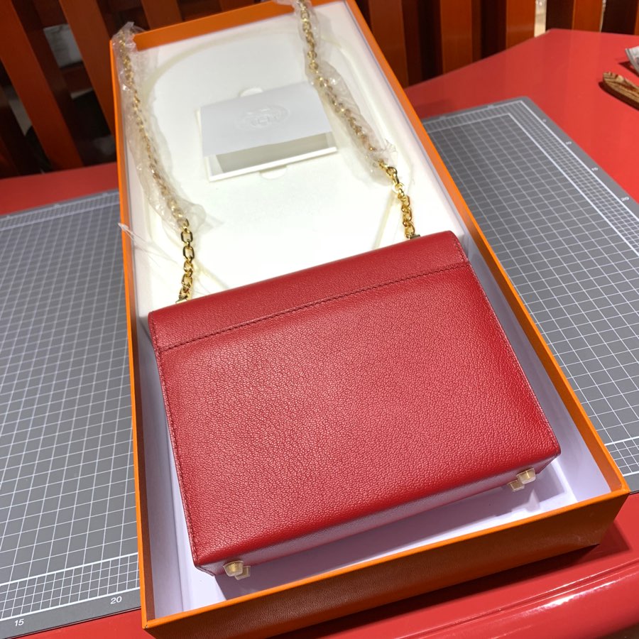 现货 Hermes Verrou17CM 爱马仕Q5国旗红顶级山羊皮手枪包 最新金扣