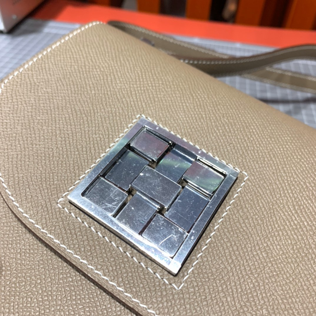 爱马仕包包批发 Hermes Mosaique17CM 大象灰Epsom皮马赛克包 银扣