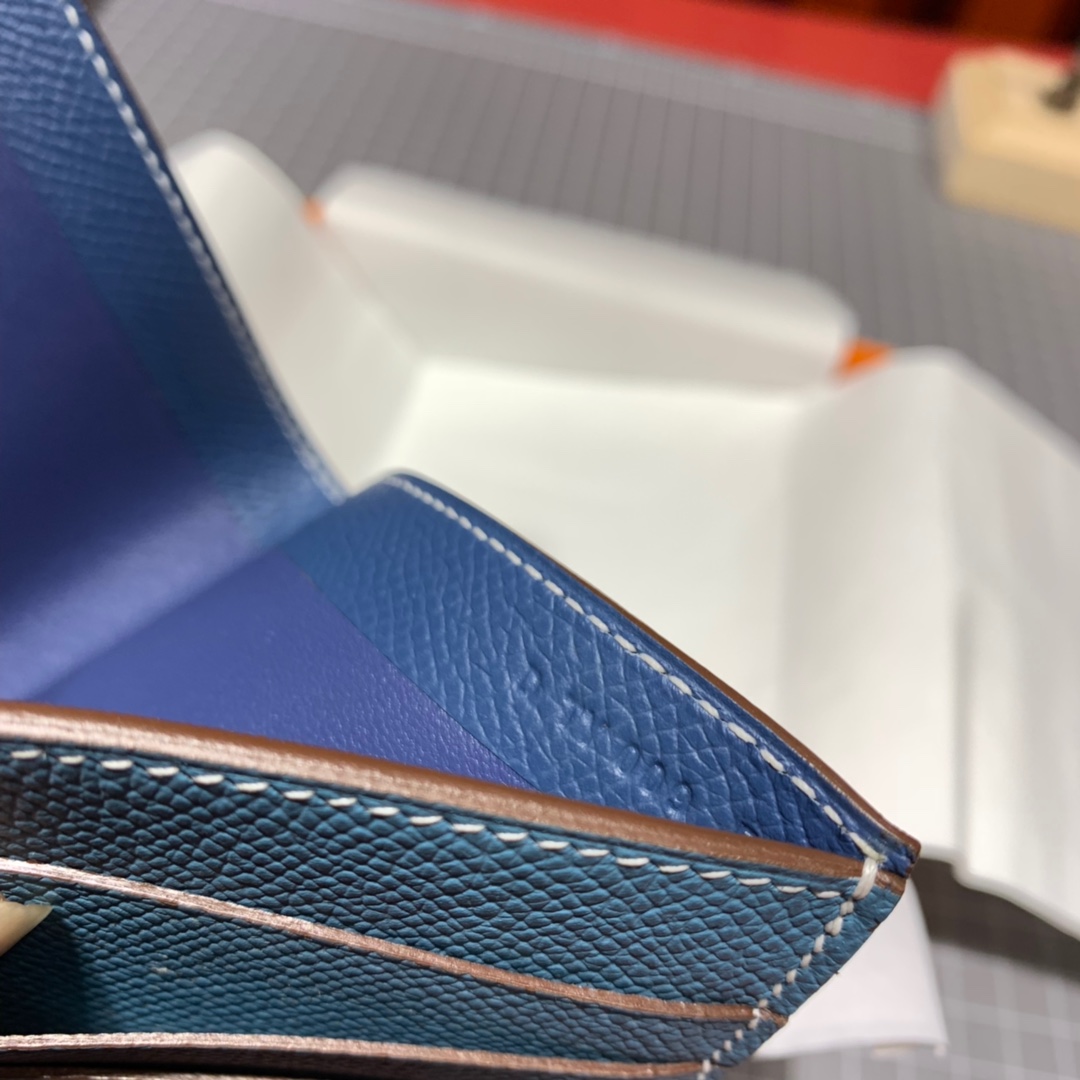 爱马仕男士钱夹 Hermes colorblock拼色掌纹牛皮对折钱包卡包