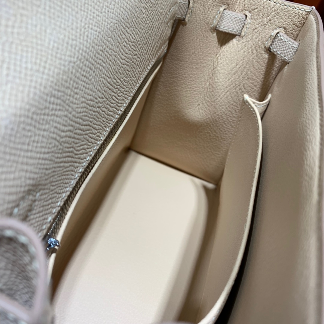现货 Hermes Kelly25cm 爱马仕蔷薇粉Epsom牛皮凯莉包 银扣