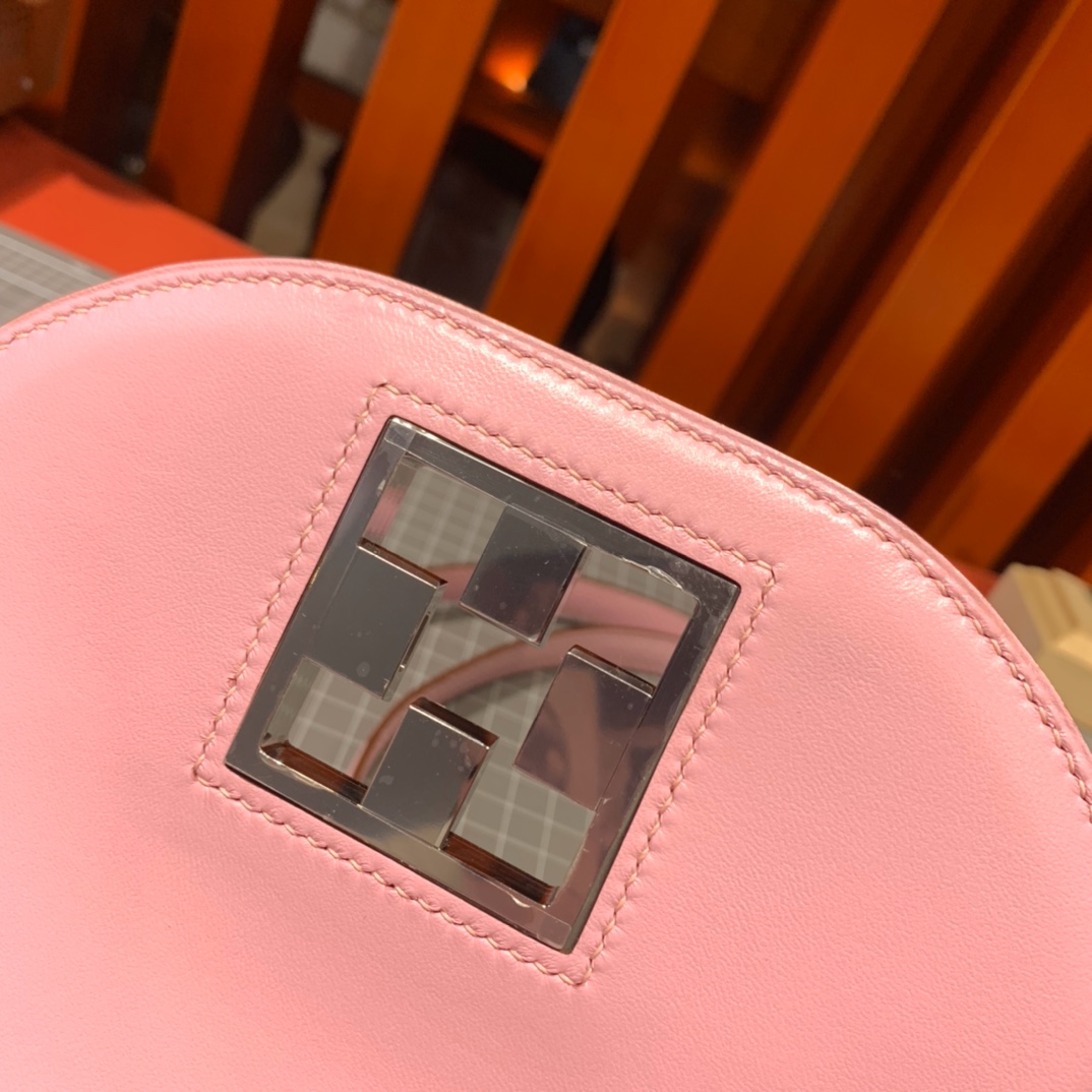 爱马仕马赛克包 Hermes Mosaique17cm X9锦葵紫掌纹牛皮斜挎女包 银扣