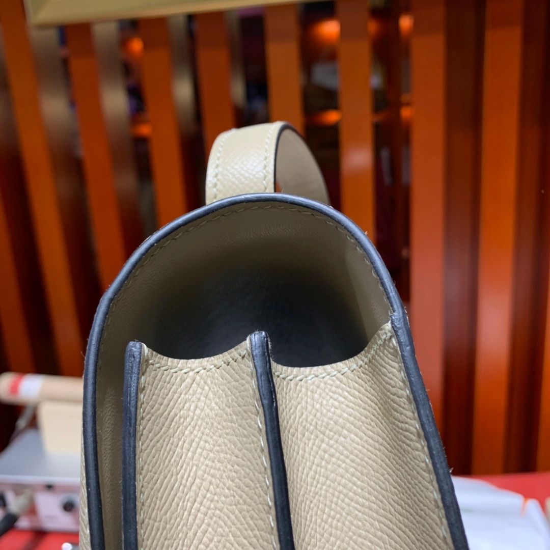 现货 爱马仕空姐包尺寸 Hermes Constance24CM 风衣灰掌纹牛皮 银扣